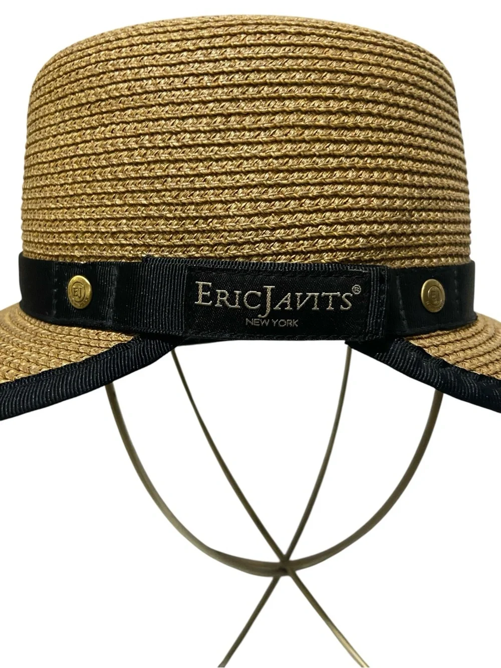 Eric Javits Squishee Cap Sun Visor Natural Black OS Adjustable - Picture 10 of 11